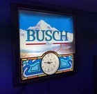 Vintage Busch Beer Western 3-d Scene Light Up Wall Clock 13x13 Sign Advertising
