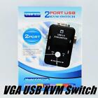 Mouse Keyboard Monitor Sharing Computer Pc Dual 2-port Usb Vga Kvm Switch Box