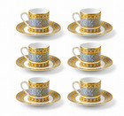 12-pc Mosaic Espresso Cup   Saucer Demi Coffee Set  Service For 6  Bone China