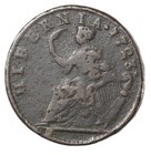 1723 Woods Hibernia Colonial Copper Halfpenny