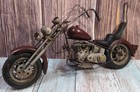 Rare Hand Made Metal Craft Model Display Biker Decor Chopper Motorcycle - Read