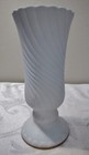 Vintage White Lefton Twisted Porcelain 7  Bud Vase With Rose Flowers 