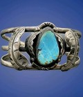 Navajo Silver Bracelet Antique Native American Turquoise Old Pawn Cuff 1920