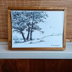Original Sketch With Black Marker  Rural Landscape Trees Unique Minimalistic Art