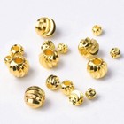 Round Plicated 3 4 5 6 8mm Solid Brass Metal Gold Plated Loose Beads Lot