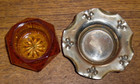 Vintage Amber Glass Open Salt W  Epns Stand