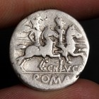 Ancient Roman Republic Silver Coin 136bc Roma Head Lucretius Trio Dioscuri