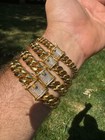 Real Miami Cuban Link Bracelet 1ct Cz Iced Clasp 14k Gold Plated Stainless Steel