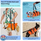 Petglad Dog Life Jacket With 4ft Leash  Reflective Pet Life Vest With Zipper 