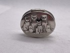 Vintage Sterling Silver Large Pill Box Featuring For Cats Repousse