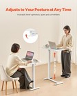 Uimoso Overbed Table Mobile Bed Side Desk With 4 Hidden Wheels Cup Holder White