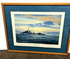 Robert Talor Art Print Hms Kelly Achival Framed   Signed By R adm  P w  Burnett