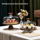 Cake Stand With Dome Lid  Acacia Wood Cake Plate With Cover  Wooden Cake 