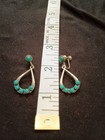 Southwestern-design Sterling Silver Tear-drop Turquoise Earrings