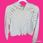 Victoria s Secret Pink Y2k Crop Hoodie Sweatshirt Long Sleeve Blouse Top Lace Up