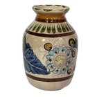 Talavera Vase Mexican Folk Art Pottery Multicolor Hand Painted Ceramic Signed