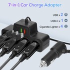 4way 7-in-1 Car Cigarette Lighter Socket Splitter Fast Charger Power Adapter 12v