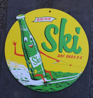 Graphic Unused   Near Mint   Early 1960 s Era Ski Soda Old 11 Inch Fan Pull Sign