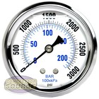 Quality Liquid Filled 2 5  3000 Psi Air Pressure Gauge Center Back Mnt Mount