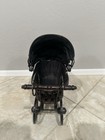 Vintage Victorian Style Miniature Doll Pram Baby Carriage Wicker Folding Hood