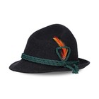 Steigenh  fer German Alpine Hat - Hans - 100  Wool Hats For Men - 7 1 8 Black