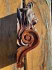Pair Carved Wood Lion Head Corbels Architectural Salvage Wall Bracket Shelf