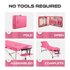 3 Folding Portable Lightweight Massage Table Salon Spa Tattoo Bed 82 Inches Heig