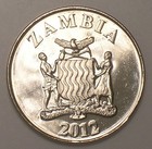 2012 Zambia Zambian One 1 Kwacha Arms Barbet Bird Coin Proof
