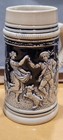 4vintage Blue   White Cobalt Ceramic West Germany Embossed Beer Stein Mug No Lid