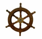 12 Inch Ship Wheel Nautical Wooden Pirate  Decor Wood Brass Collectible Decor