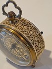 Vintage Small Gold Tone Filigree Trenkle Alarm Clock West Germany - Works