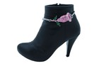 Women Boot Bracelet Silver Metal Chain Anklet Shoe Pink Flower Charm Bling Pair