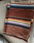 Vintage Mc Mexican Saltillo Serape Tight Fine Weave Wool Blanket Fringe 80  Long
