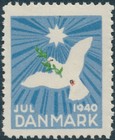 Stamp Label Denmark Christmas Wwii 1940-5 Set Danmark Charity Vignette Mnh