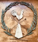 Vtg Italian Toleware Rooster Weathercock Wall Plaque 17    Hand Painted Metal X763
