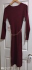 J For Justify Burgundy Ribbed Knit Scoop Neck Long Sleeve Midi Sweater Dress M