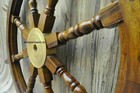 36 Inch Wooden Ship Steering Wheel Pirate D  cor Wooden Brass Finishing Wall Boat