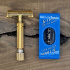 Handsome  1946-1948 Gillette Gold Aristocrat Safety Razor With Case   Blades
