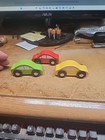 Set Of 3 Wooden Toy Cars Green Yellow And Red