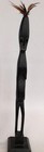 African Ebony Wood Tribal Carved Figure Statue With Feathers Handcrafted Art   