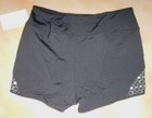 Capezio Meryl Black Extra Large Adult Shorts Sheer Lattice Sidepanels Mc806w