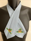 1930s 1940s The Rancho Hand Painted Cowboy Hat Western Silk Neck Tie Scarf