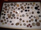 Huge Lot Of Buttons Victorian Metal Picture Buttons  Floral  Glass