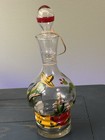 Vintage Mexican Hand Painted Glass Decanter Set 5 Shot Glasses Liquor Decanter