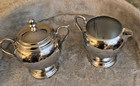 Vintage Art Deco Krome Craft farber Bros Chrome Footed Creamer   Sugar Bowl