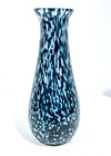 Vintage Blue   White Mottled Art Glass Vase 10 5  Tall