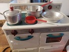 Huge Vtg Lot 50 s Doll Dishes Metal Cooking Oven Tin Pots Pans Utensils Mixer 