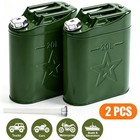 2pcs 5gallon 20l Jerry Can Metal Steel Tank Military Style Storage Gas Can Green