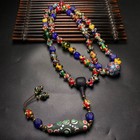 Rare Tibetan Old Glaze Dzi dragonfly Eyes beads Necklace M0725