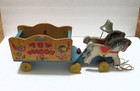 1940s Fisher Price Toy  Horses   Wagon  Wooden Horses Move Up And Down   Vintage